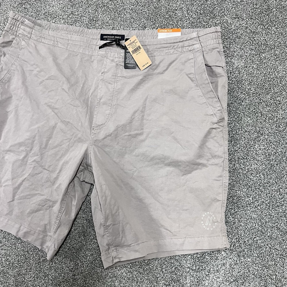 American Eagle Extreme Flex Shorts Mens Gray Drawstring Casual NWT - Picture 3 of 9